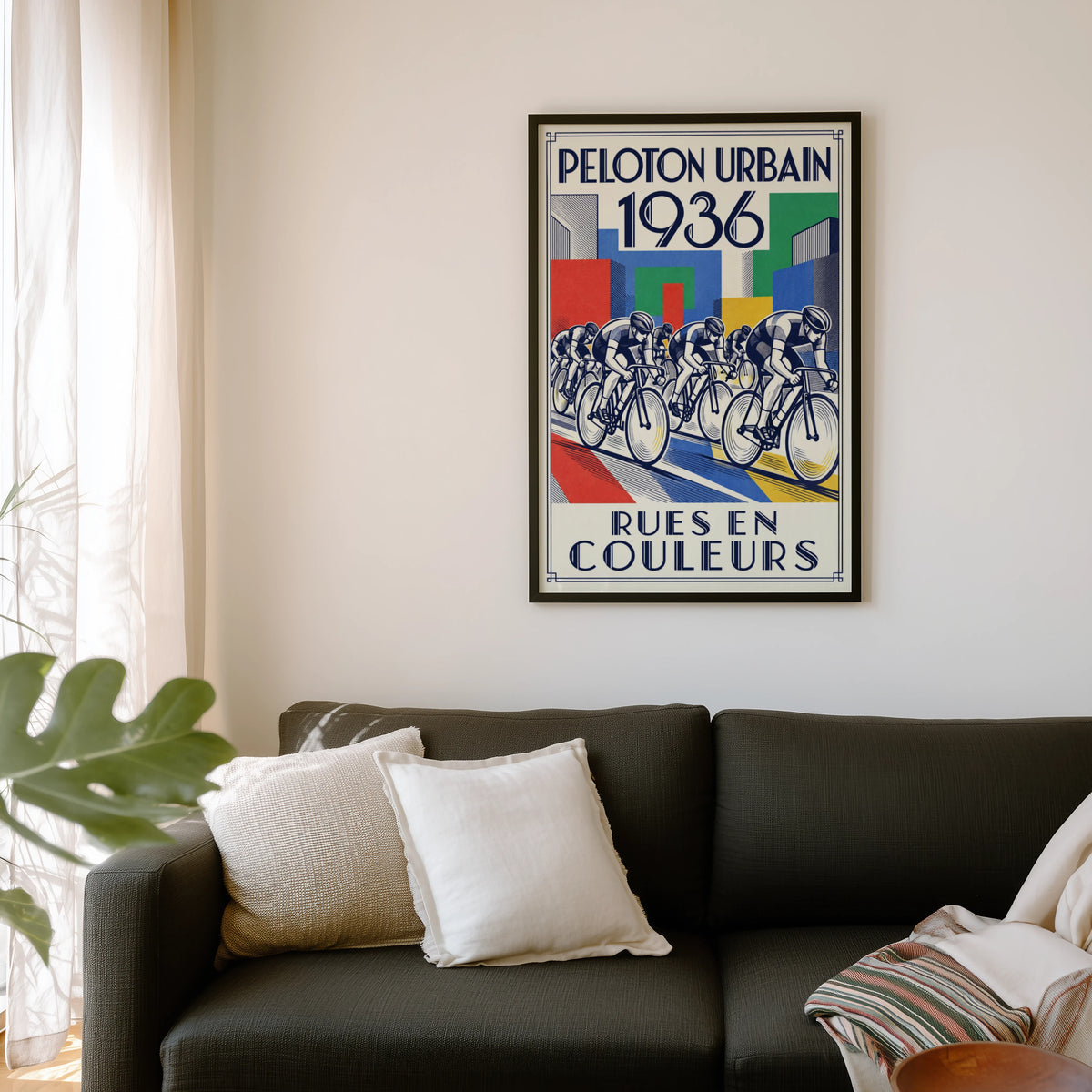 Vintage Cycling Poster, Art Deco Wall Art, Peloton Print