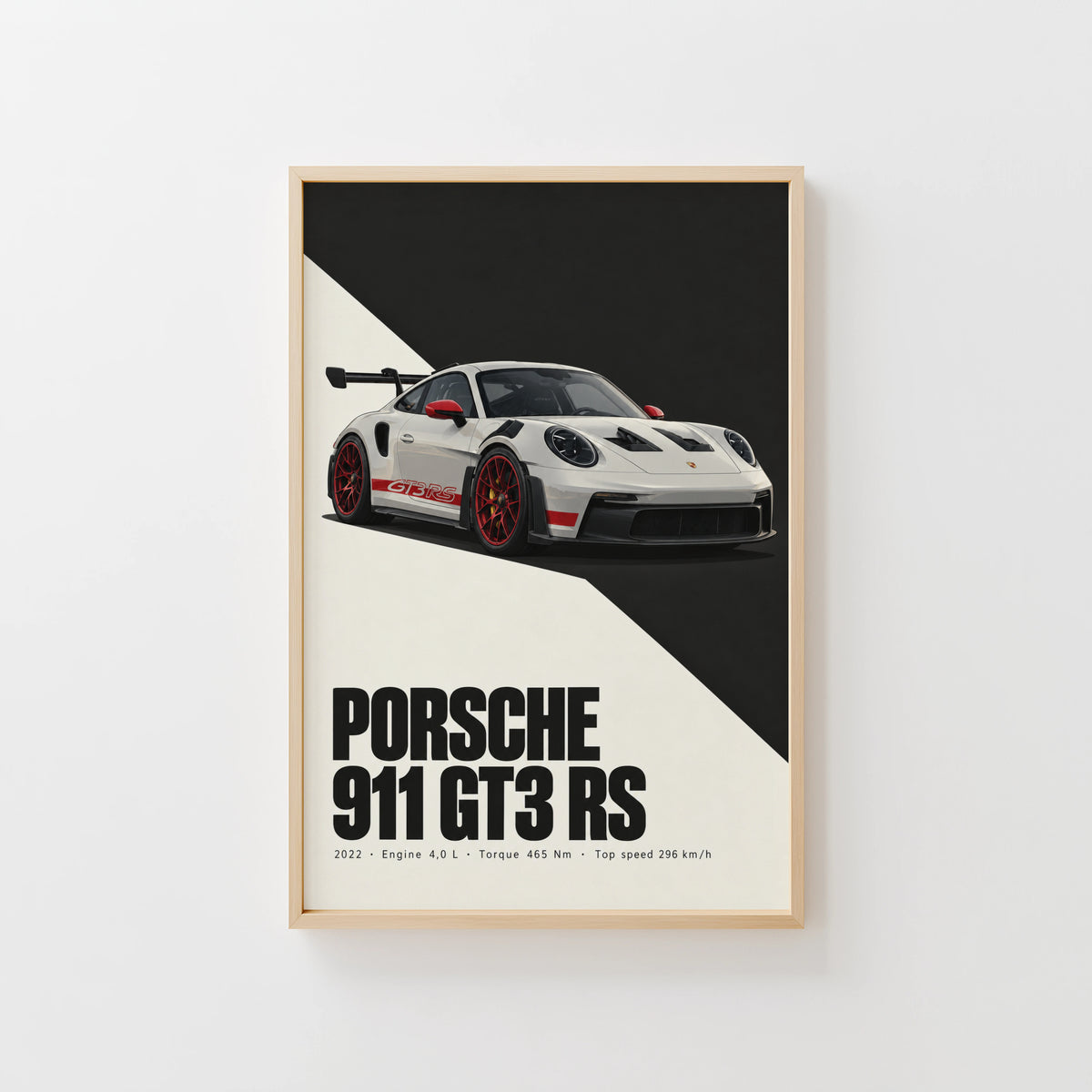 Vintage Porsche 911 GT3 RS Print, Car Wall Art