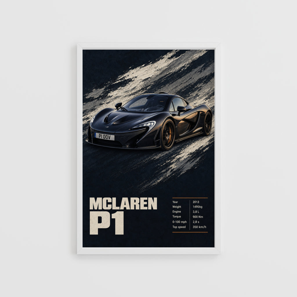 Vintage McLaren P1 Print, Supercar Wall Art