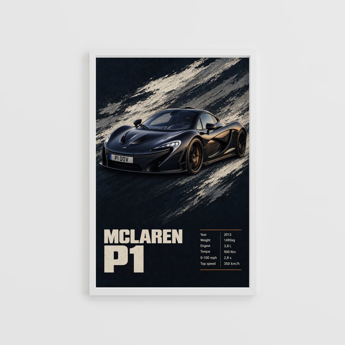 Vintage McLaren P1 Print, Supercar Wall Art