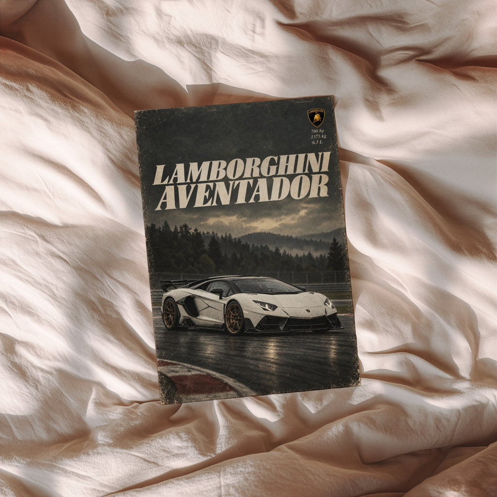 Vintage Lamborghini Aventador Print, Supercar Poster