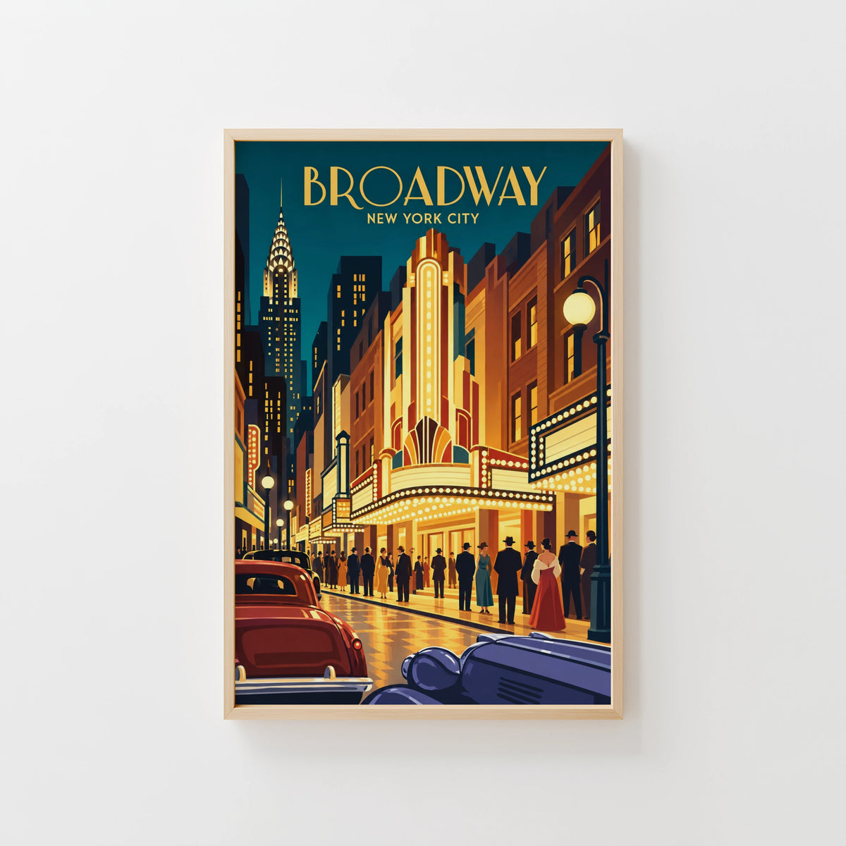 Vintage Broadway New York Poster, Art Deco Wall Art, Print