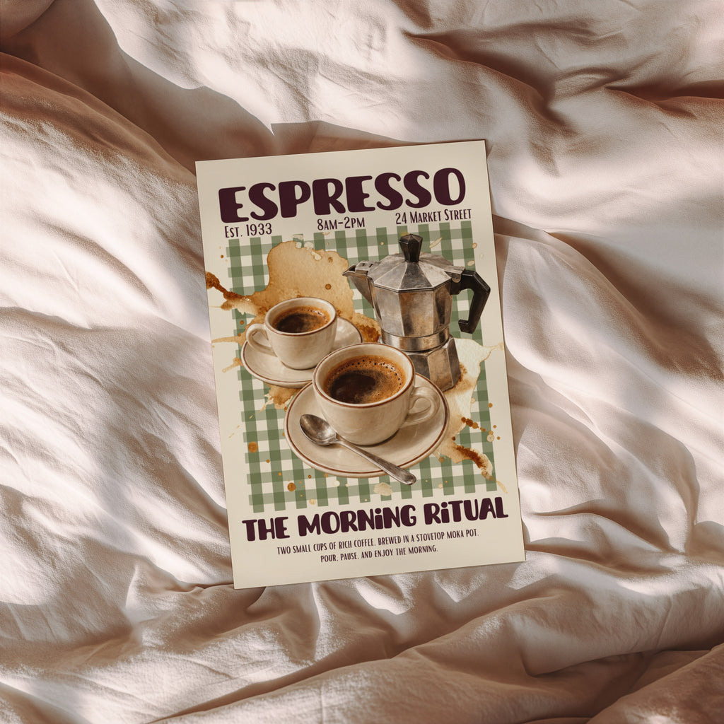 Vintage Espresso Print, Coffee Poster, Kitchen Wall Art