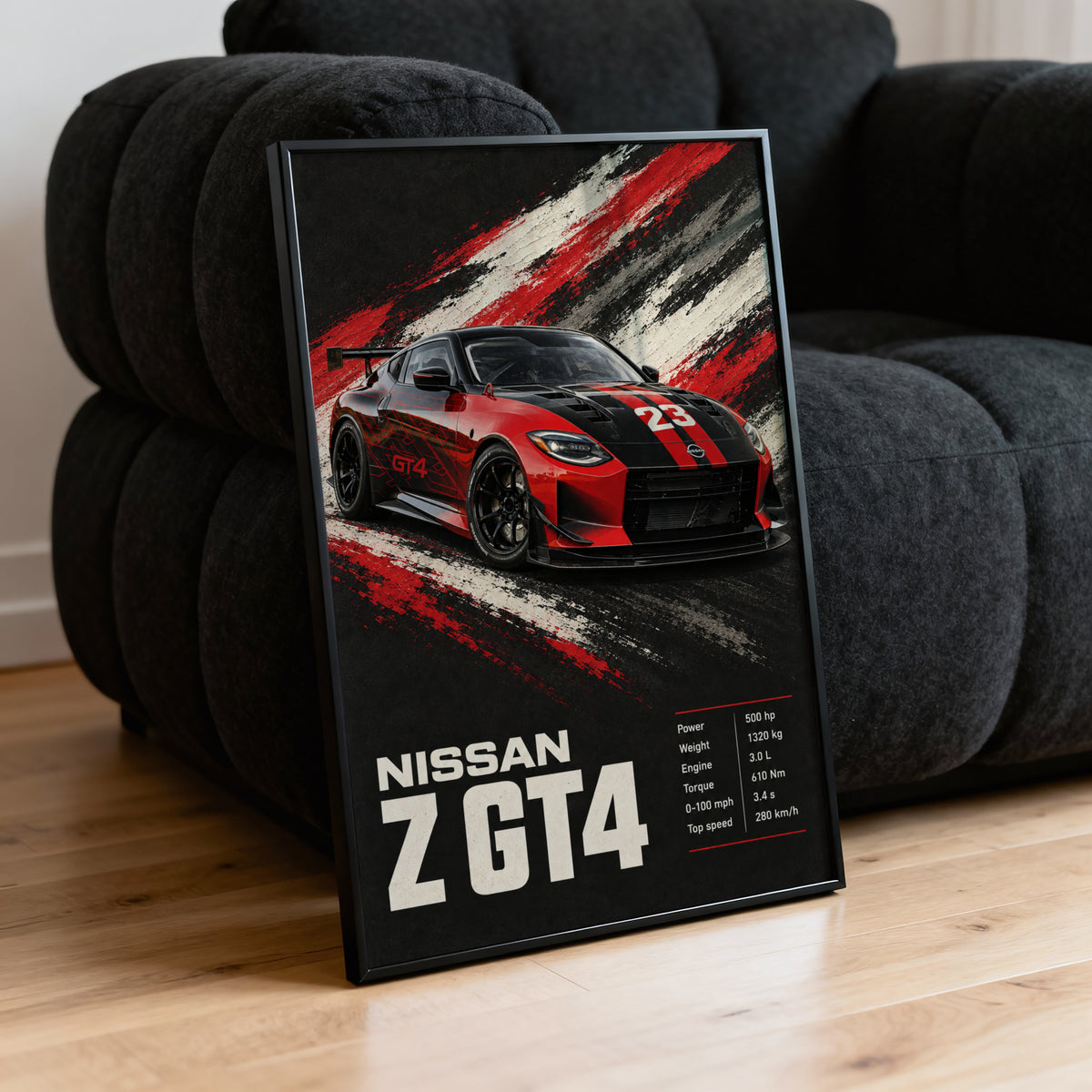 Vintage Nissan Z GT4 Print, Race Car Wall Art