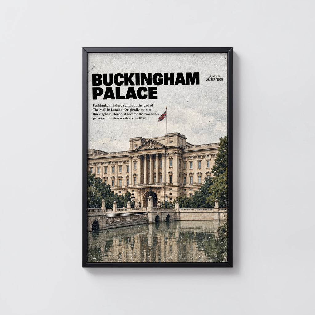 Vintage Buckingham Palace London Poster, Wall Art Print