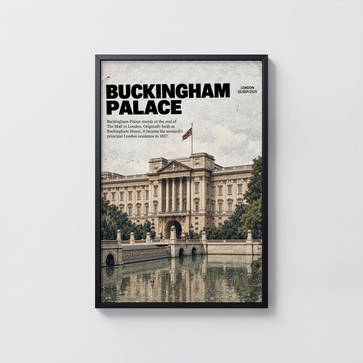 Vintage Buckingham Palace London Poster, Wall Art Print