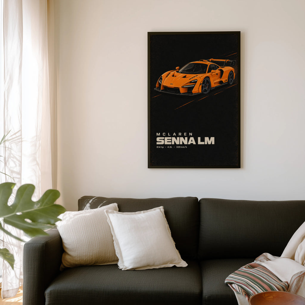 Vintage McLaren Senna LM Print, Supercar Wall Art