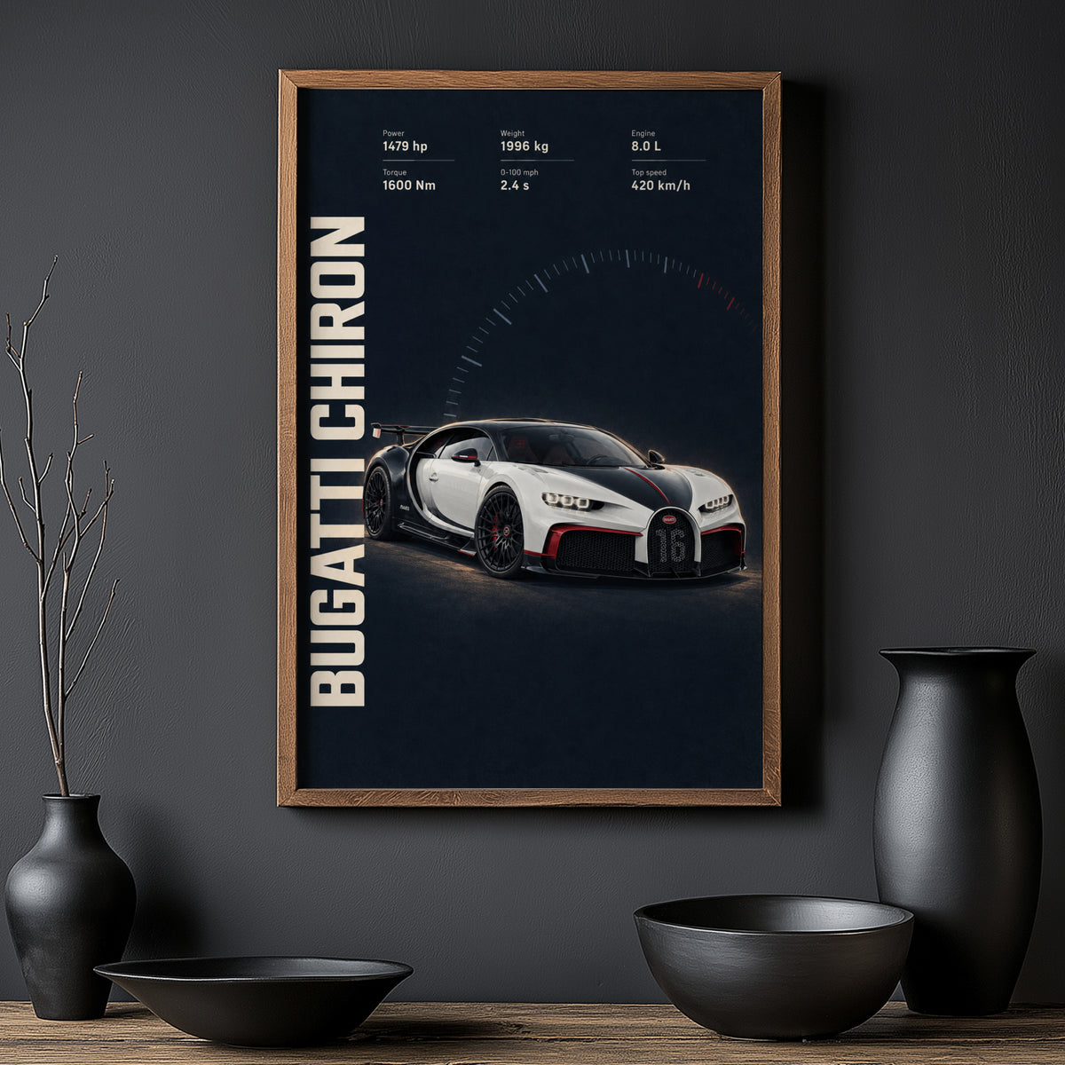 Vintage Bugatti Chiron Print, Supercar Wall Art