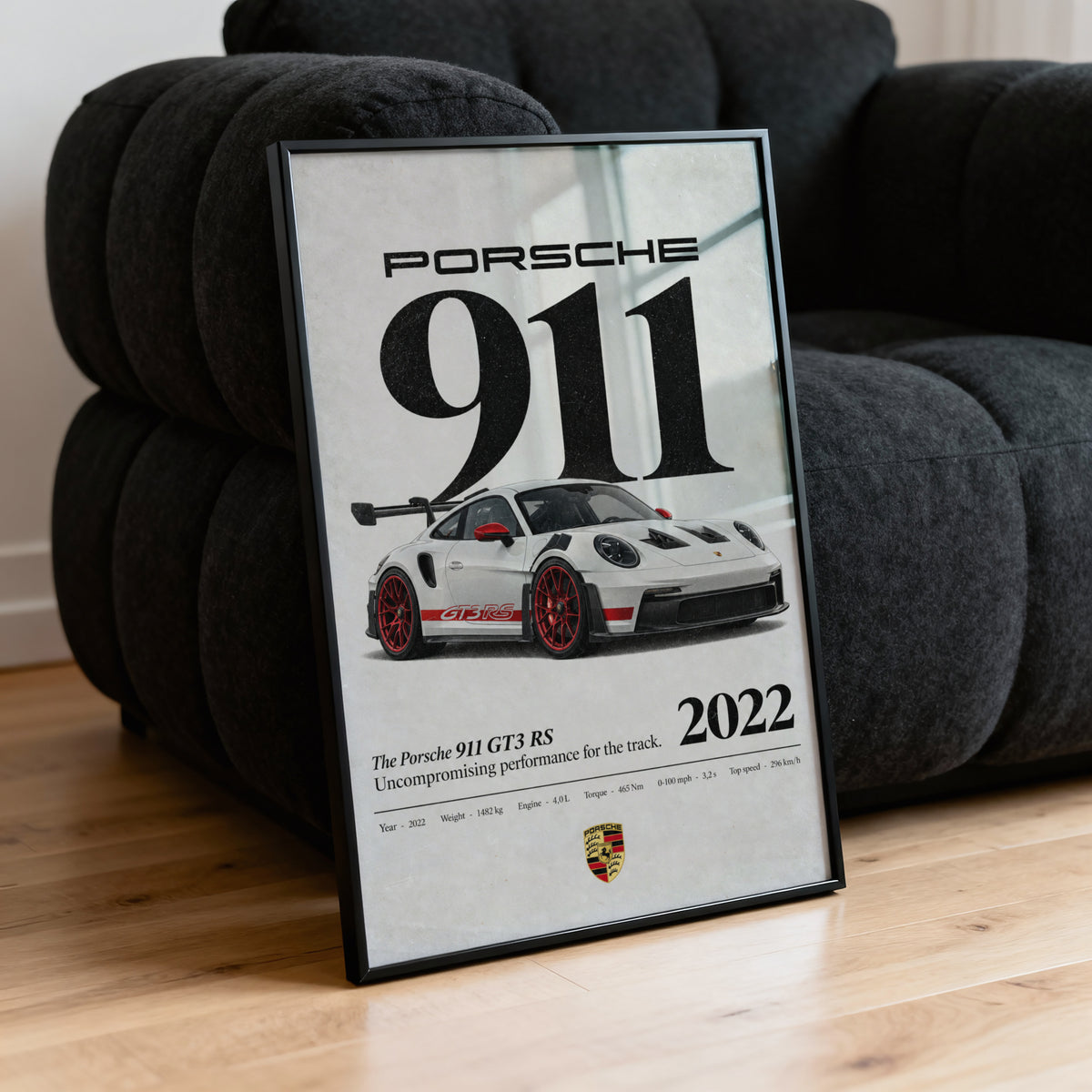 Vintage Porsche 911 GT3 RS Print, Car Poster Wall Art
