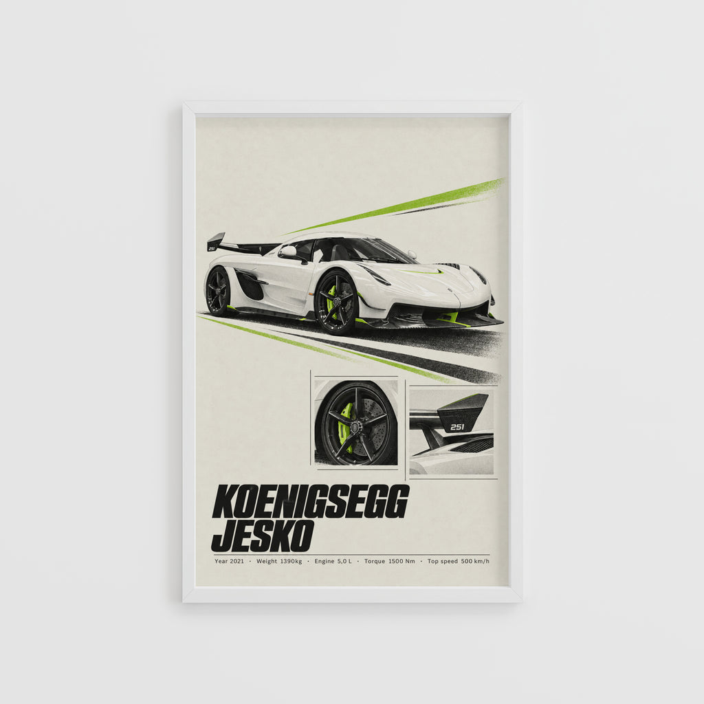 Vintage Koenigsegg Jesko Print, Hypercar Wall Art