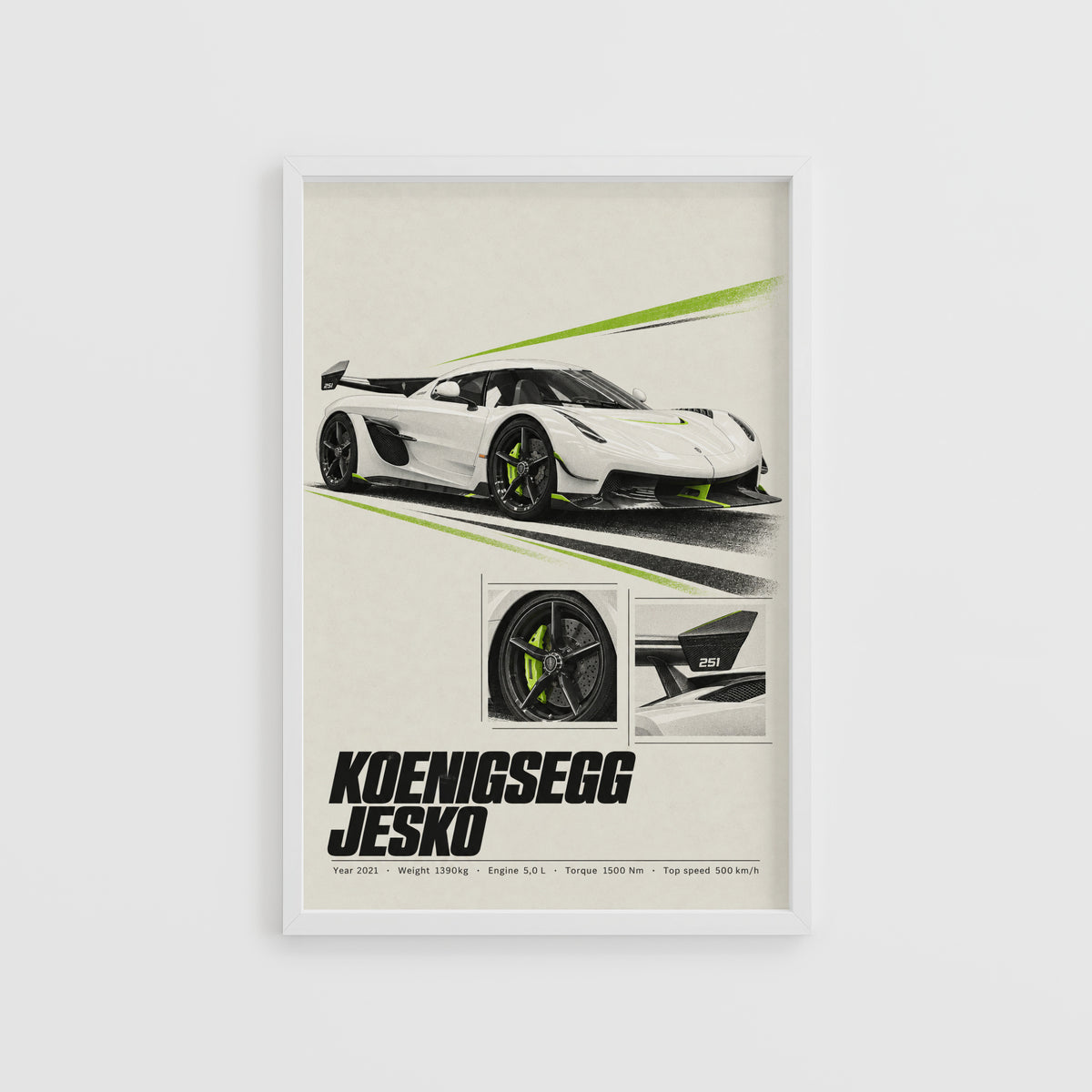 Vintage Koenigsegg Jesko Print, Hypercar Wall Art