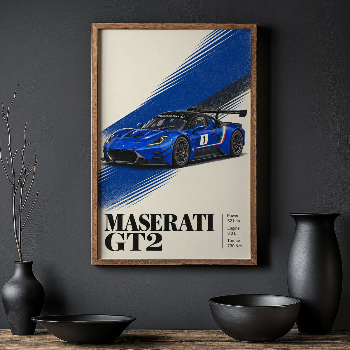 Vintage Maserati GT2 Print, Racing Car Wall Art