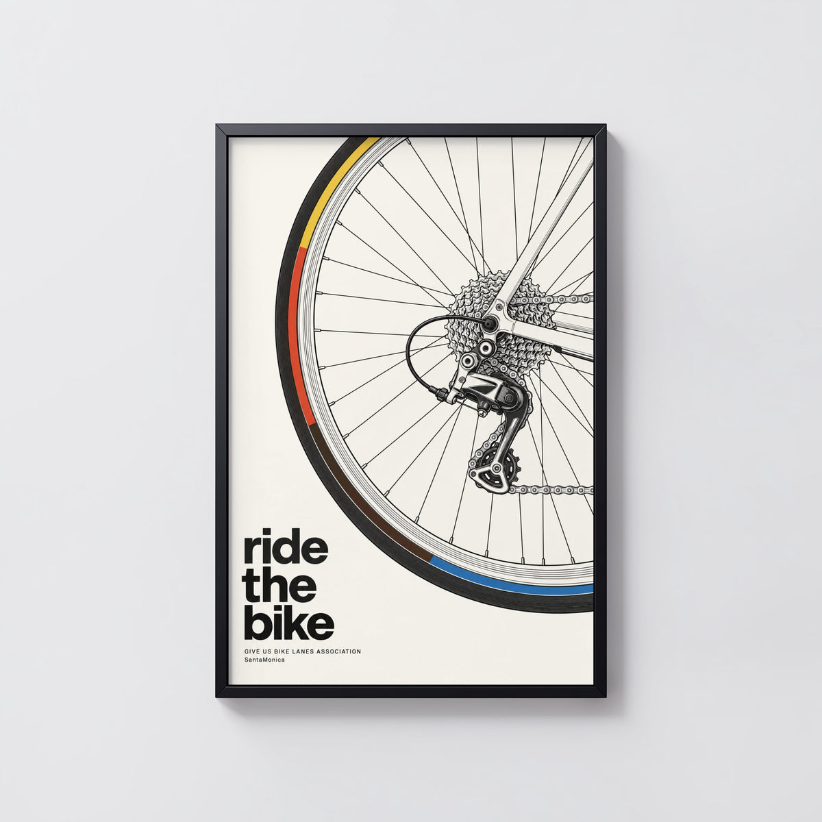 Vintage Cycling Poster, Bike Wheel Wall Art, Bicycle Print