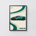 Vintage Ferrari 296 Print, Car Wall Art