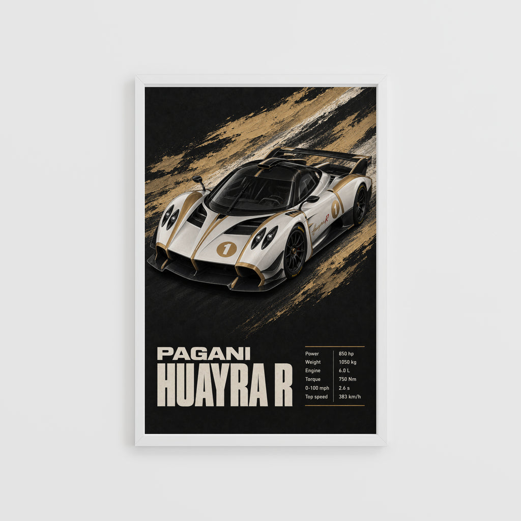 Vintage Pagani Huayra R Print, Supercar Wall Art