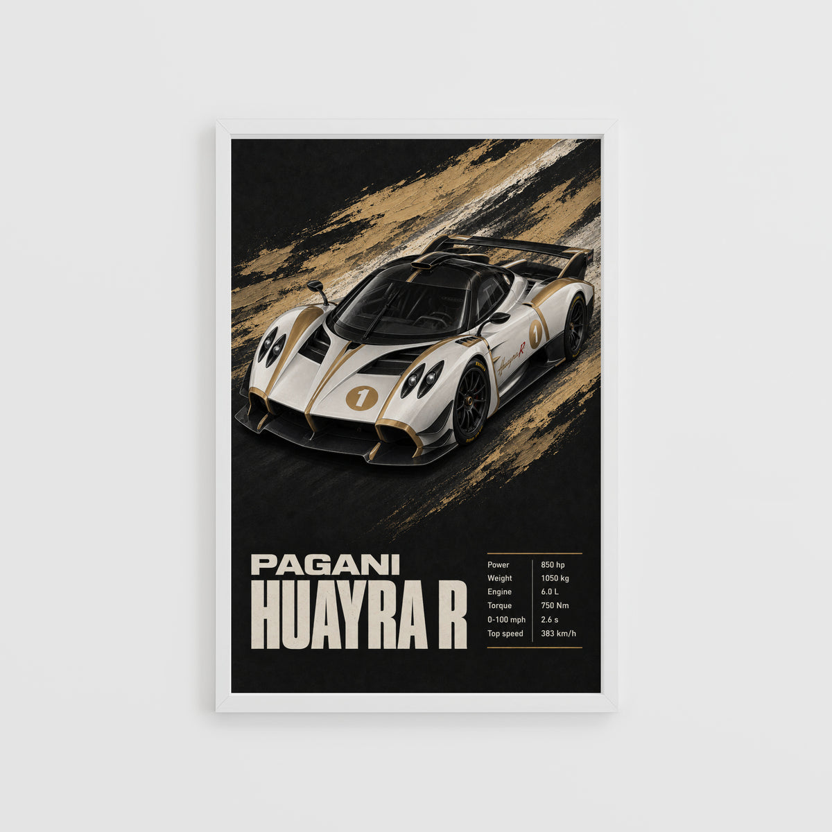 Vintage Pagani Huayra R Print, Supercar Wall Art