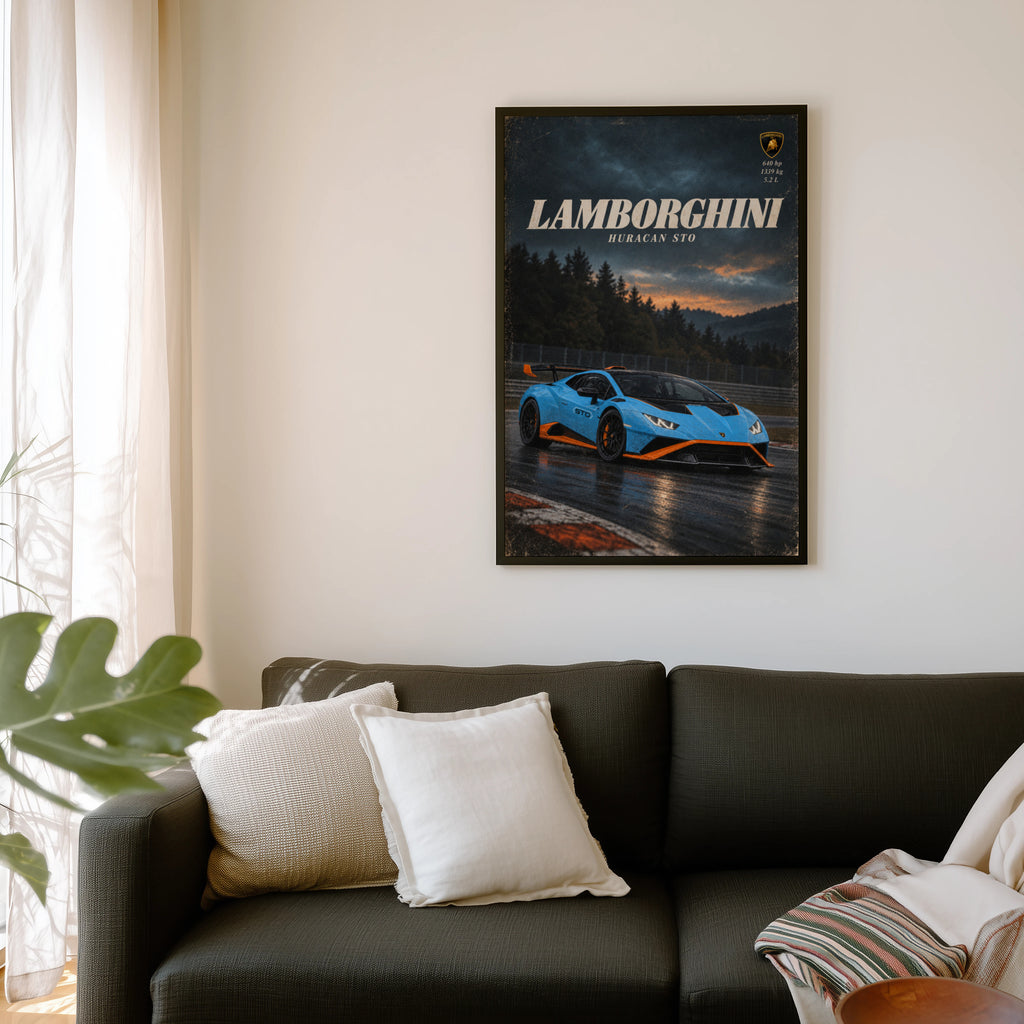 Vintage Lamborghini Huracan STO Print Car Art