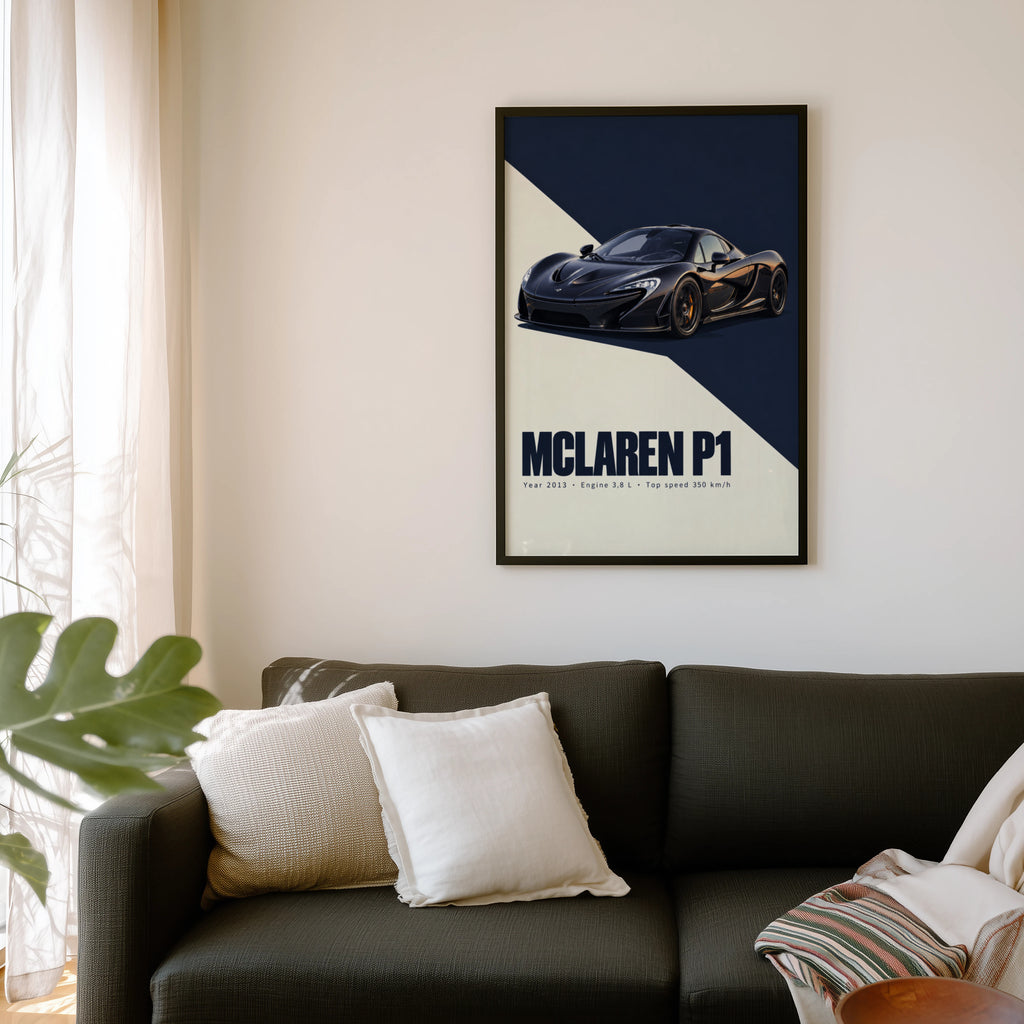 Vintage McLaren P1 Print, Supercar Wall Art