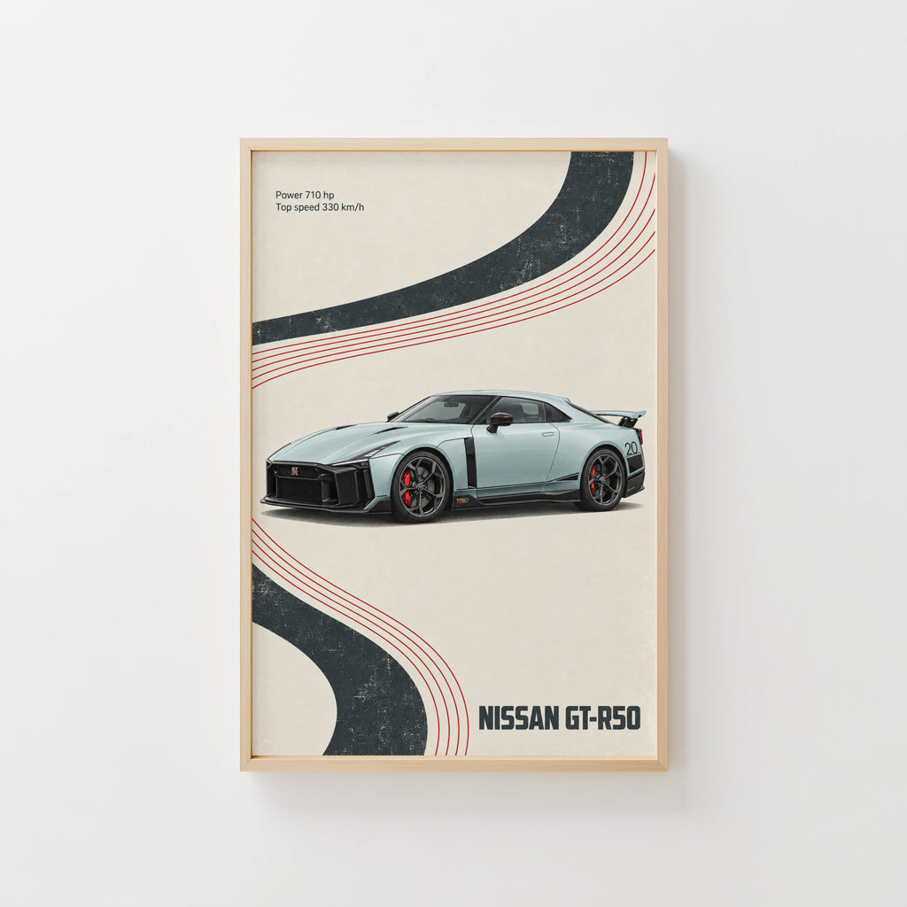 Vintage Nissan GT-R50 Print, Retro Car Wall Art