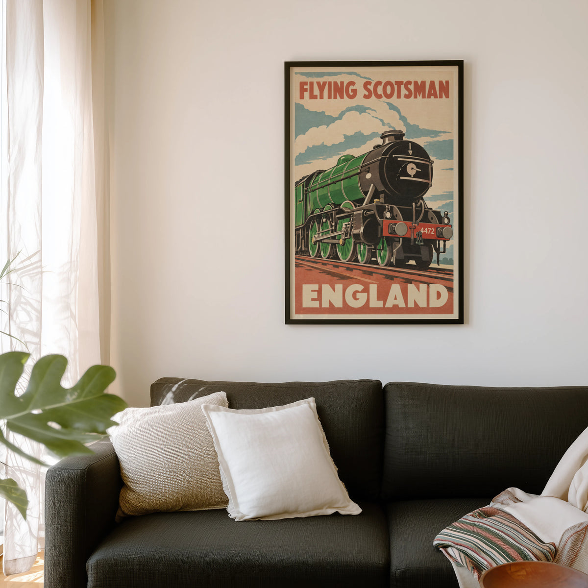 Vintage Flying Scotsman Poster, Steam Train Wall Art Print