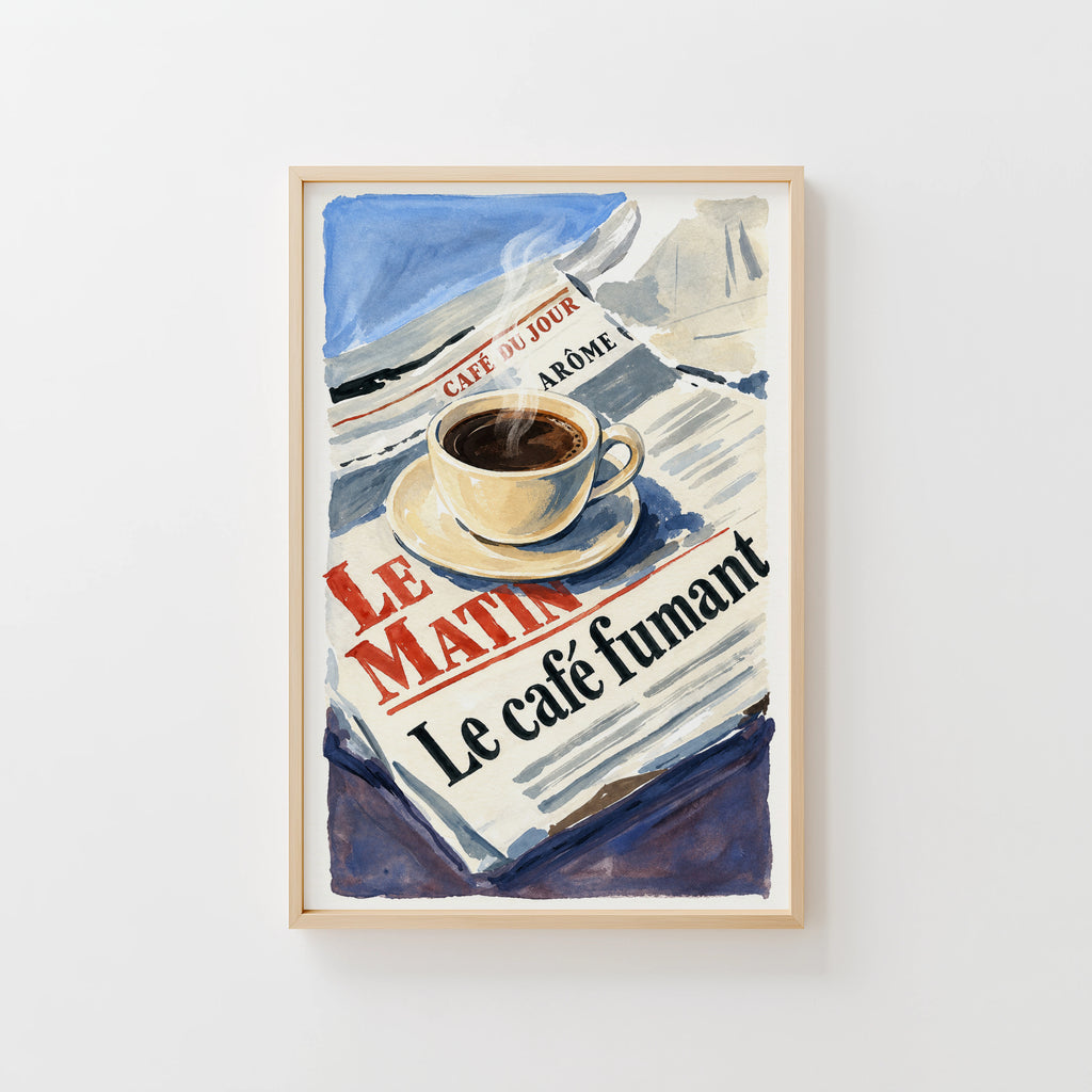 Vintage Coffee Print and Poster, French Cafe Wall Art
