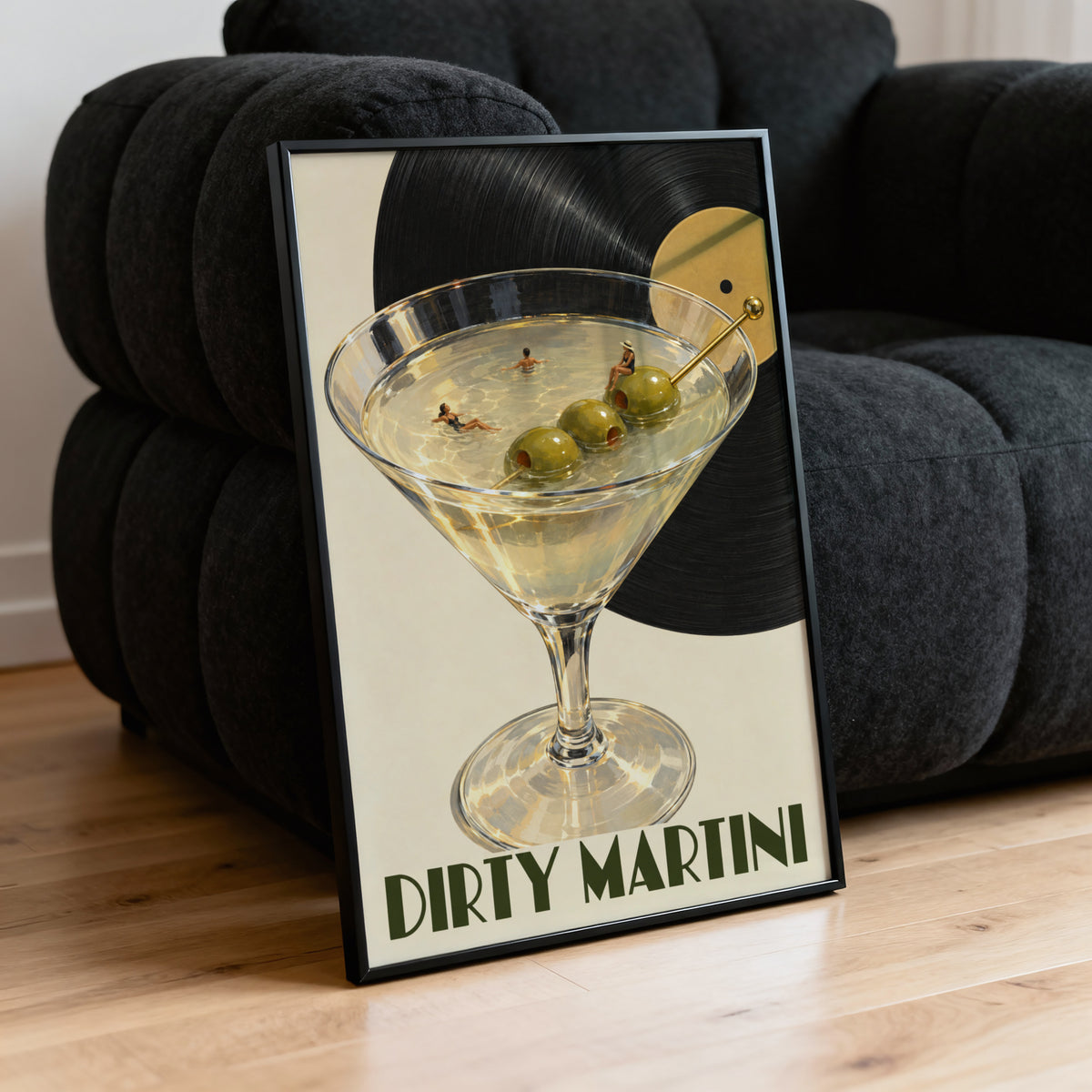 Vintage Dirty Martini Print Poster, Cocktail Wall Art