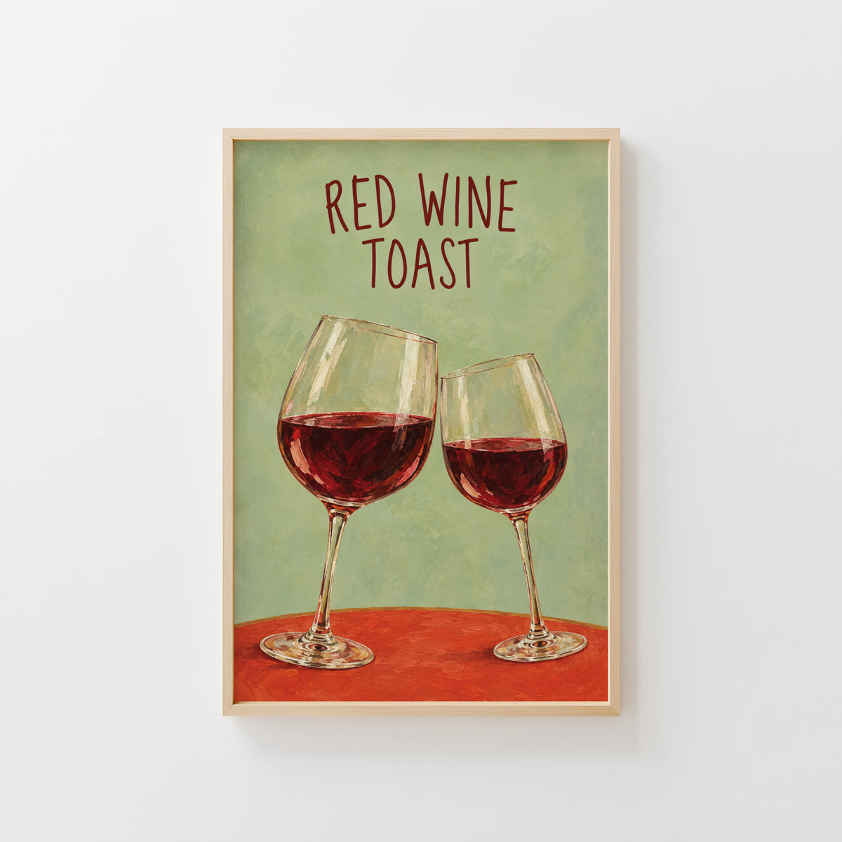 Vintage Red Wine Toast Print Poster, Wine Wall Art