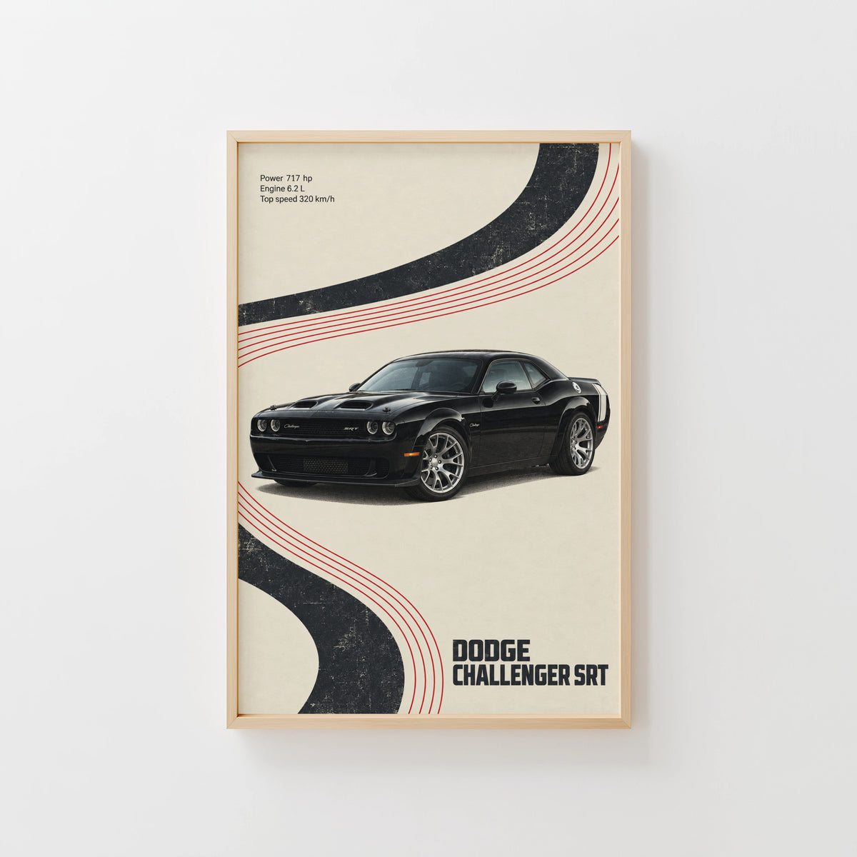 Vintage Dodge Challenger SRT Print, Muscle Car