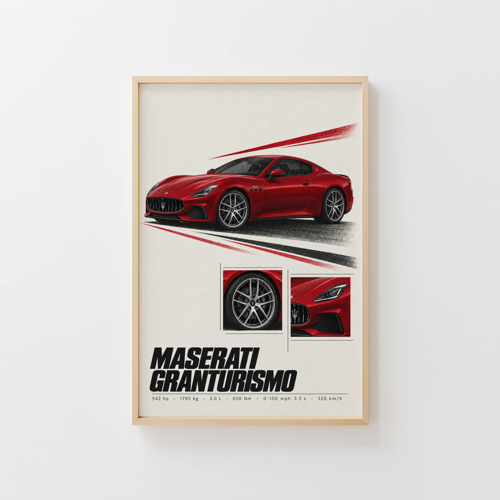 Vintage Maserati GranTurismo Print, Car Wall Art