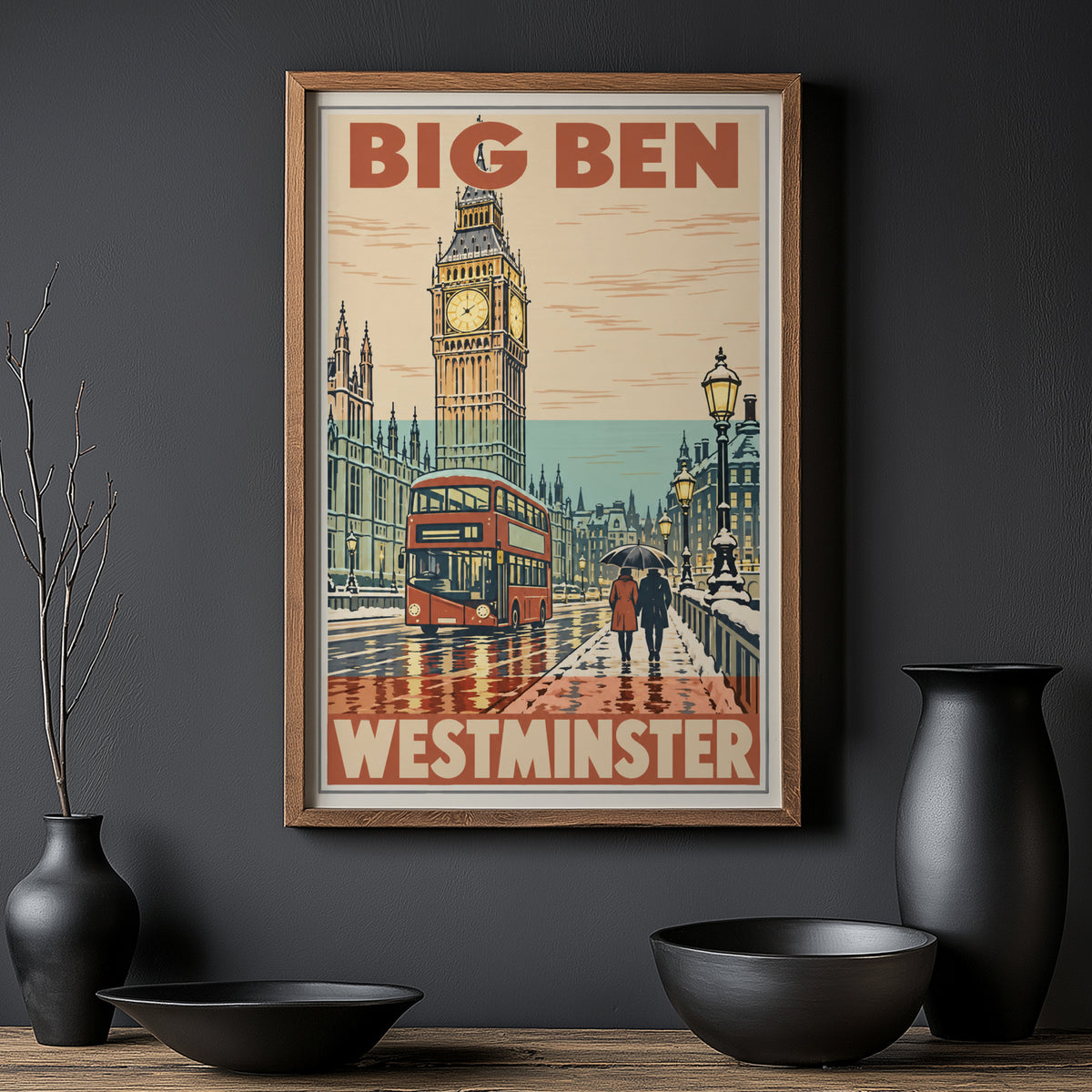 Vintage Big Ben Westminster Poster, London Wall Art Print