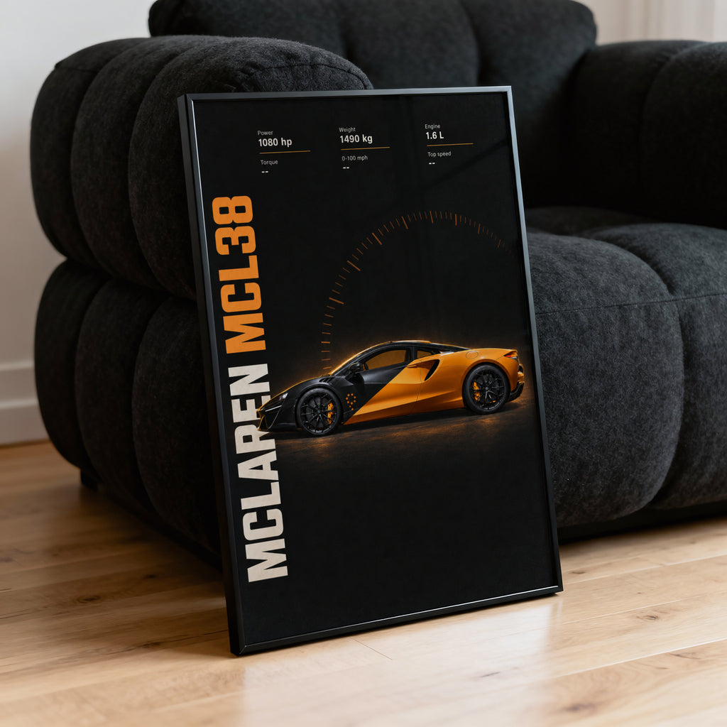 Vintage McLaren MCL38 Print, Supercar Wall Art