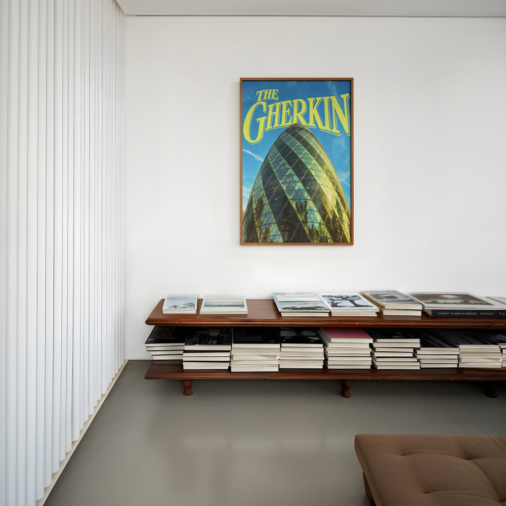 Vintage Gherkin London Poster, Skyscraper Wall Art, Print
