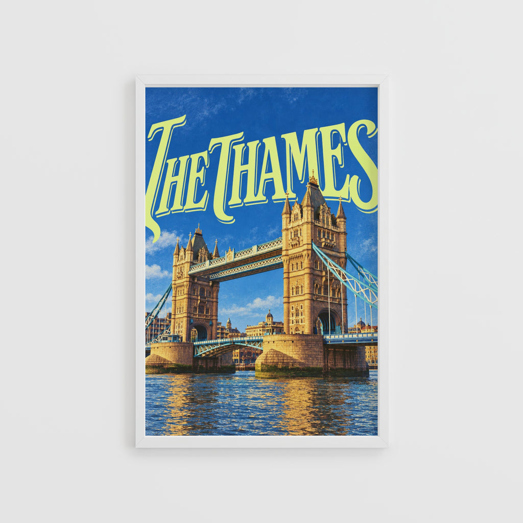 Vintage Tower Bridge Poster, London Wall Art, Thames Print