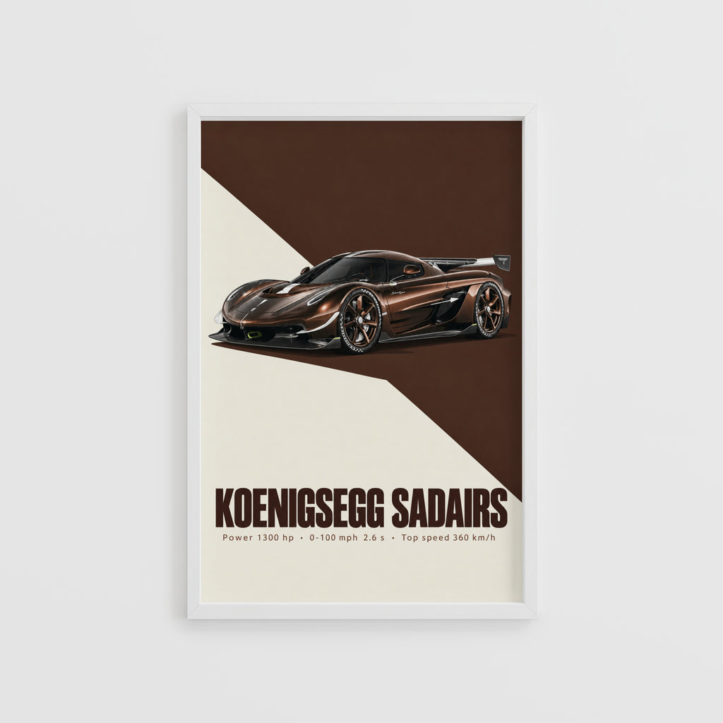 Vintage Koenigsegg Print, Hypercar Wall Art