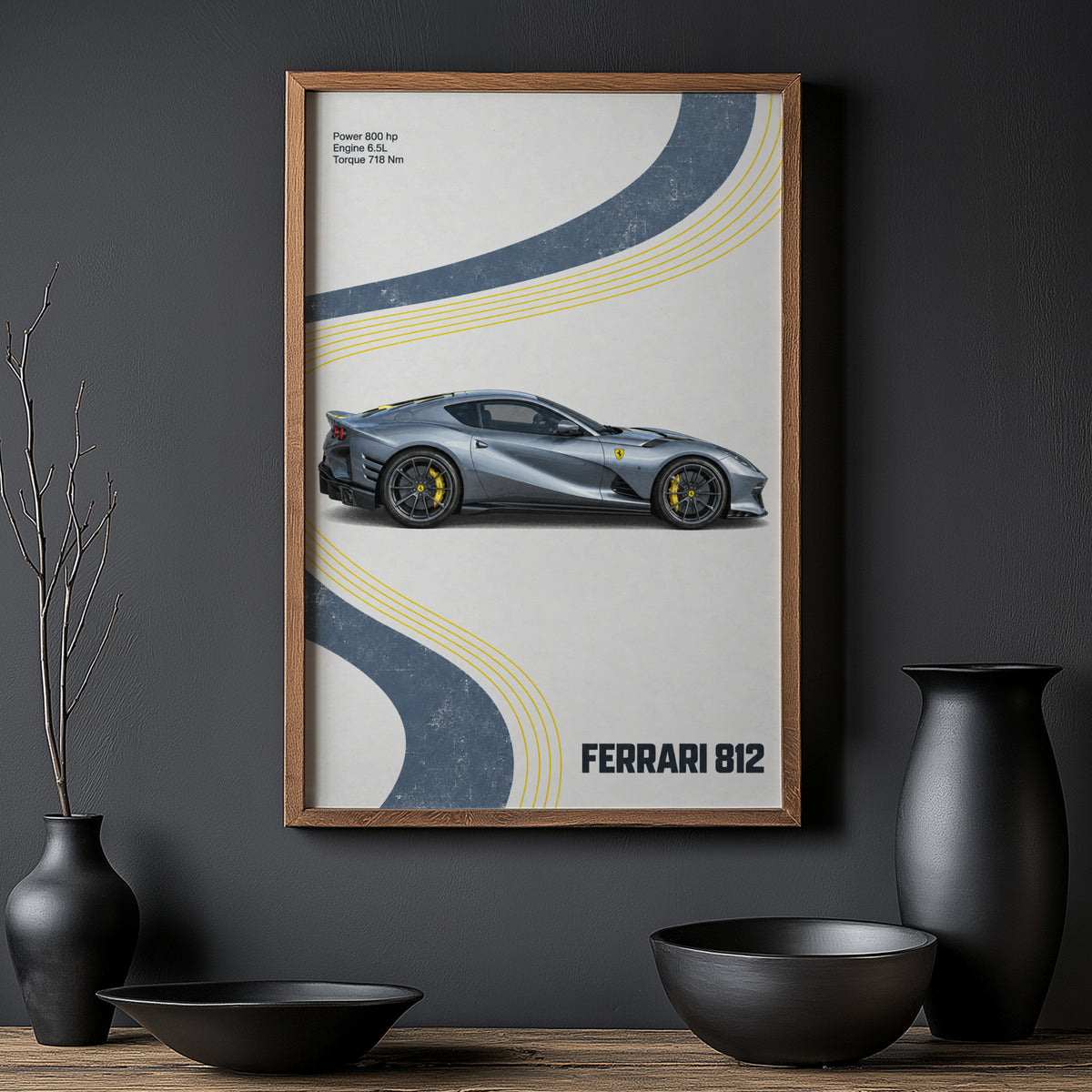 Vintage Ferrari 812 Print, Supercar Wall Art