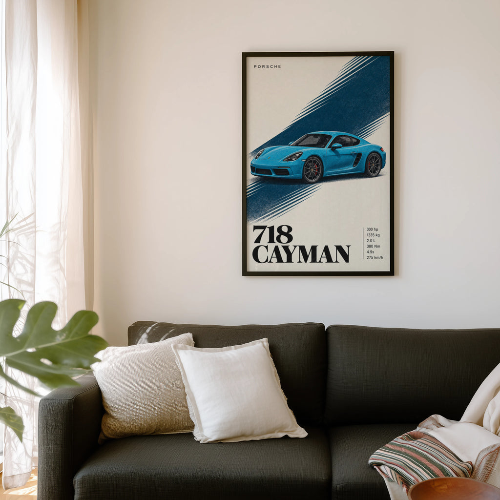 Vintage Porsche 718 Cayman Print, Car Wall Art