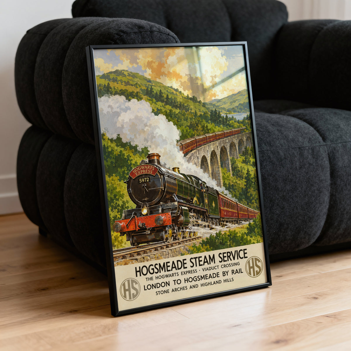 Vintage Steam Train Print Poster, Railway Wall Art