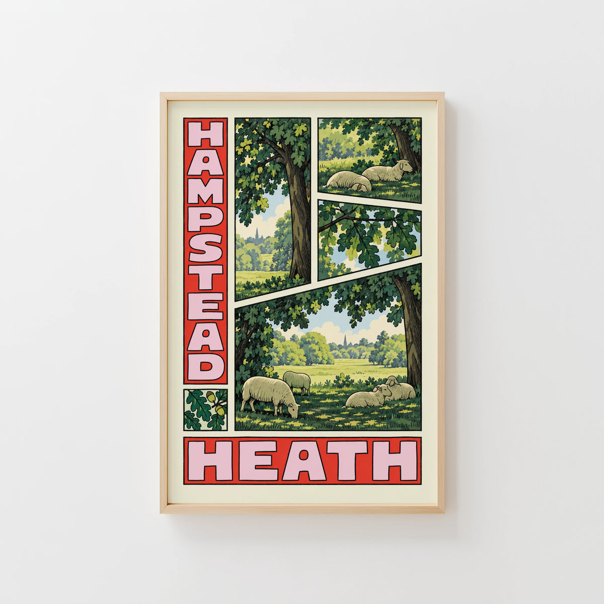 Vintage Hampstead Heath Poster, London Wall Art, Sheep Print