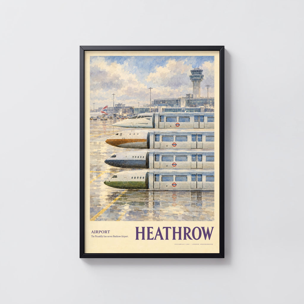 Vintage Heathrow Airport Poster, London Underground Print