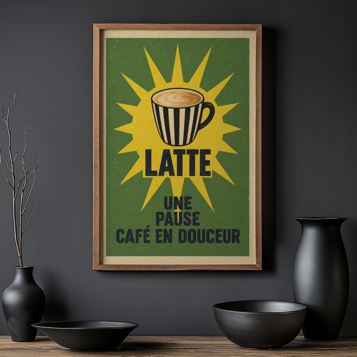 Vintage Coffee Print and Poster, Latte Kitchen Wall Art