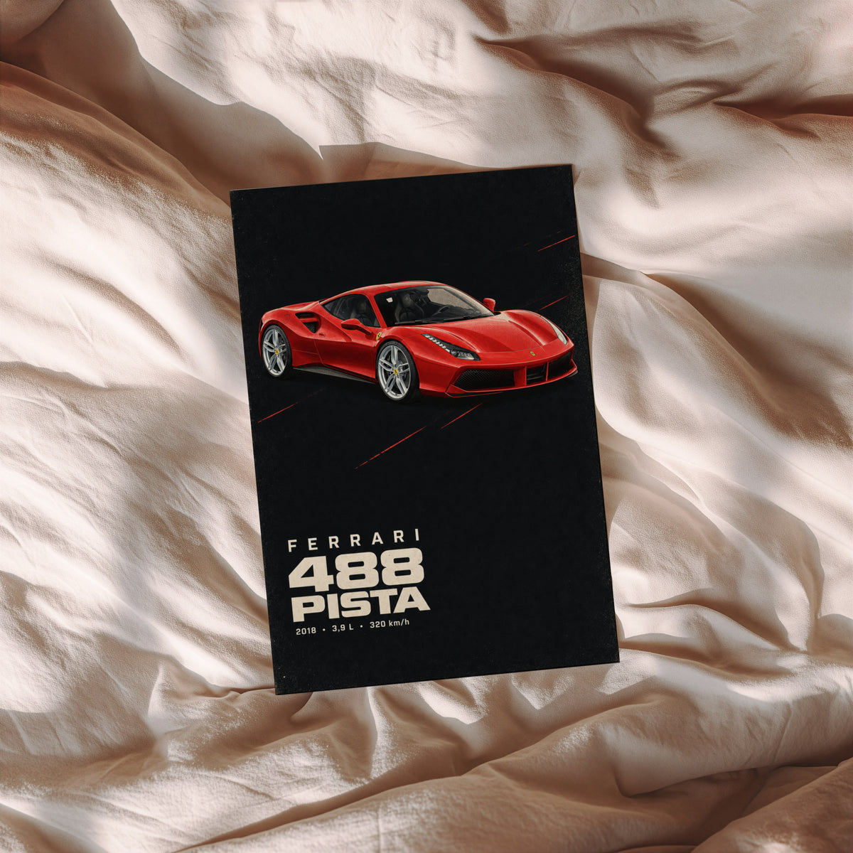 Vintage Ferrari 488 Pista Print, Car Wall Art