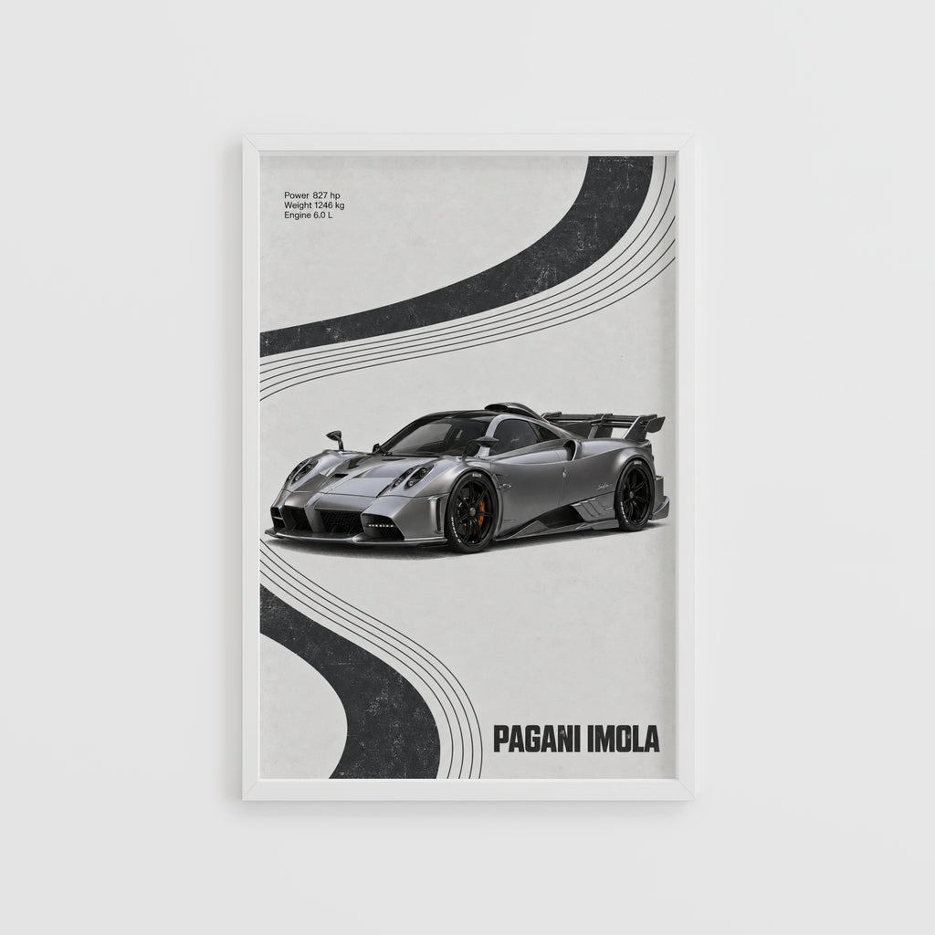 Vintage Pagani Imola Print, Supercar Wall Art