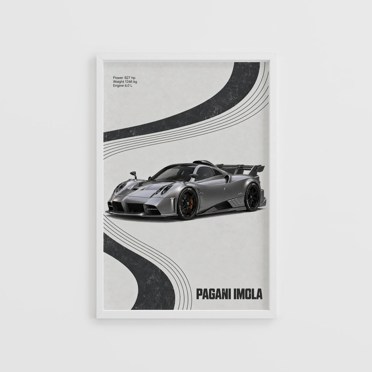 Vintage Pagani Imola Print, Supercar Wall Art