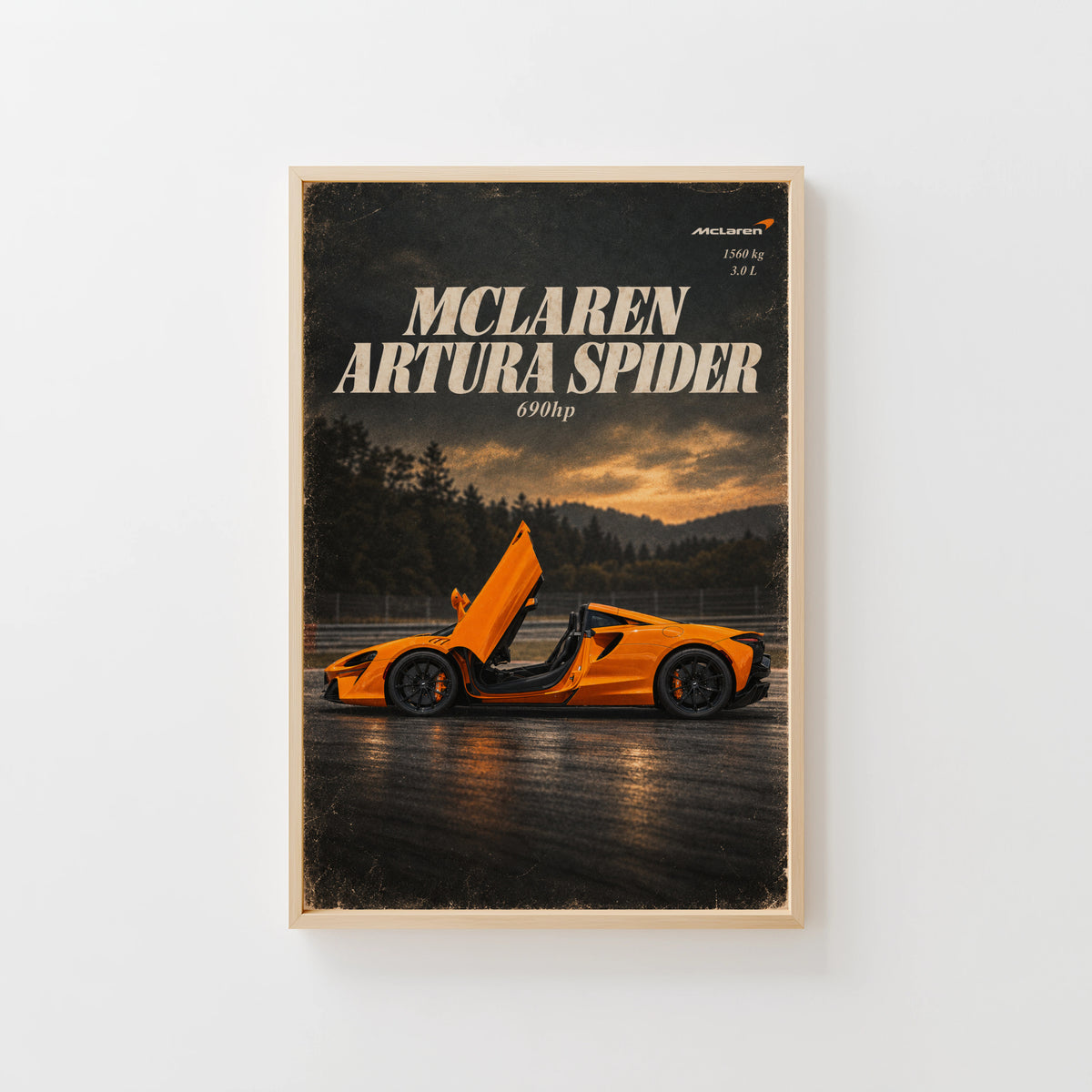 Vintage McLaren Artura Spider Print, Supercar Art