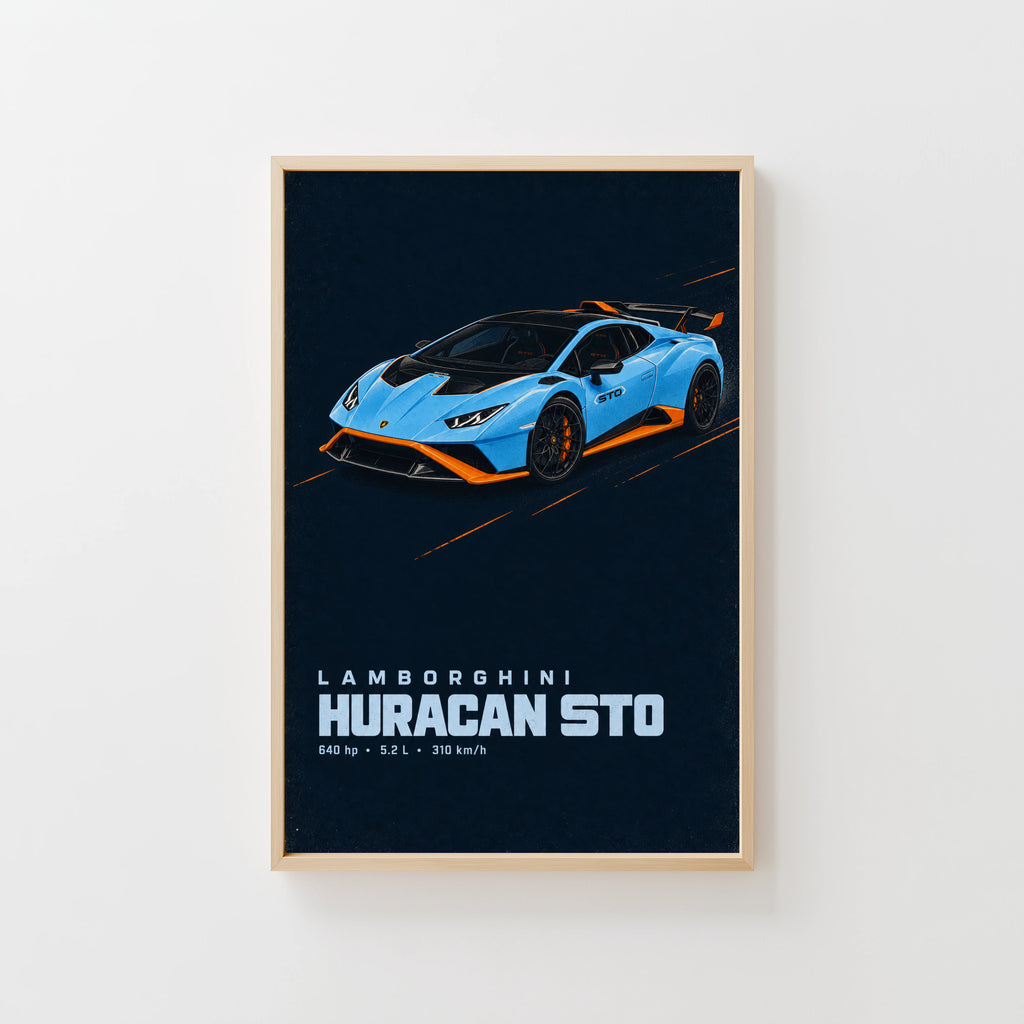 Vintage Lamborghini Huracan STO Print Car Art