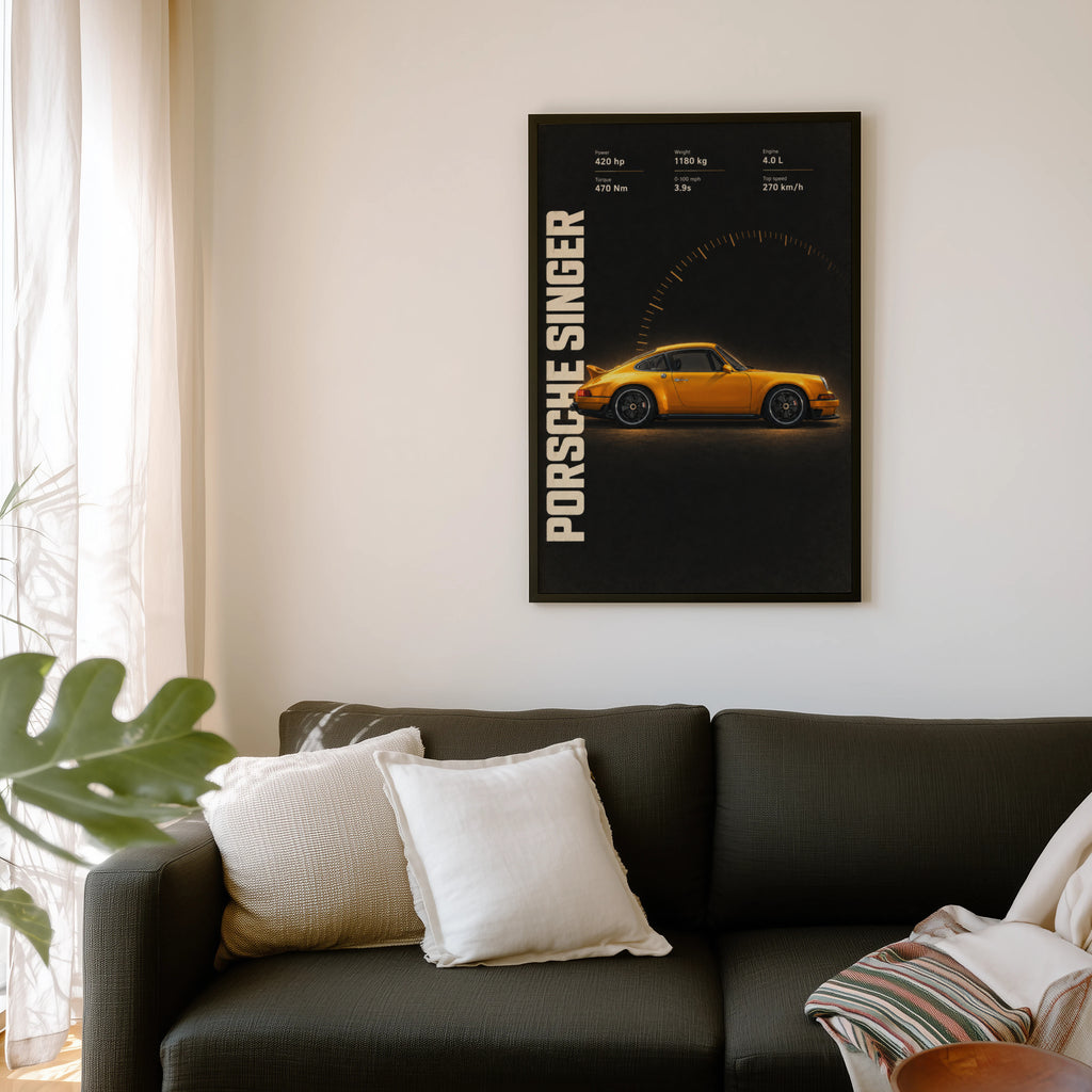 Vintage Porsche Singer Car Print, Wall Art