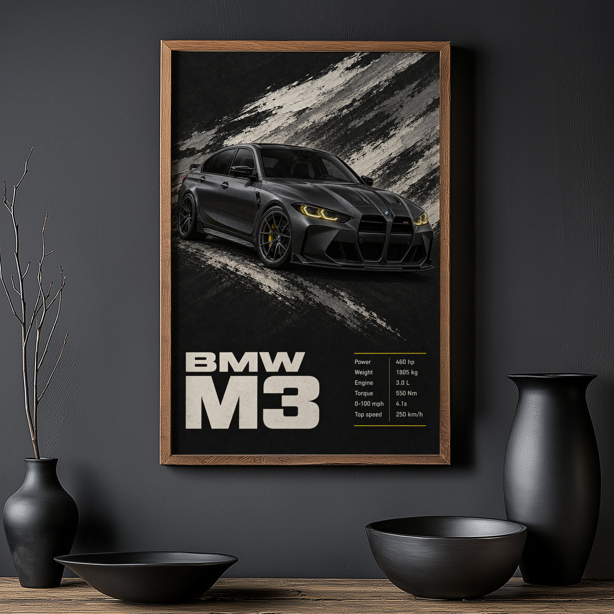 Vintage BMW M3 Car Print, Garage Wall Art
