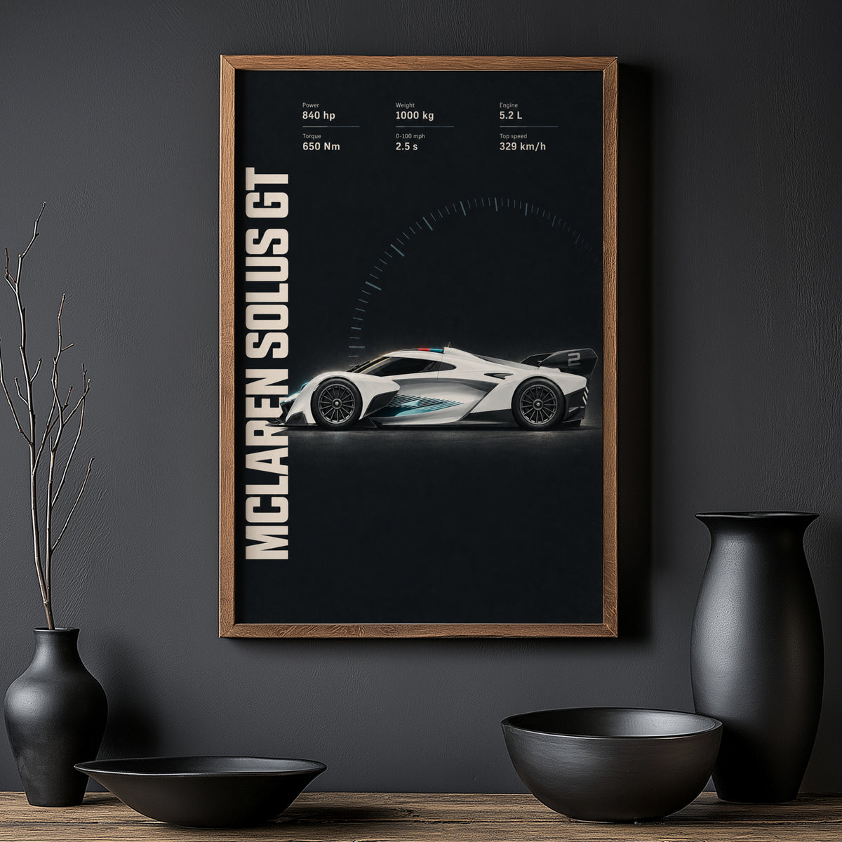 Vintage McLaren Solus GT Print, Supercar Wall Art