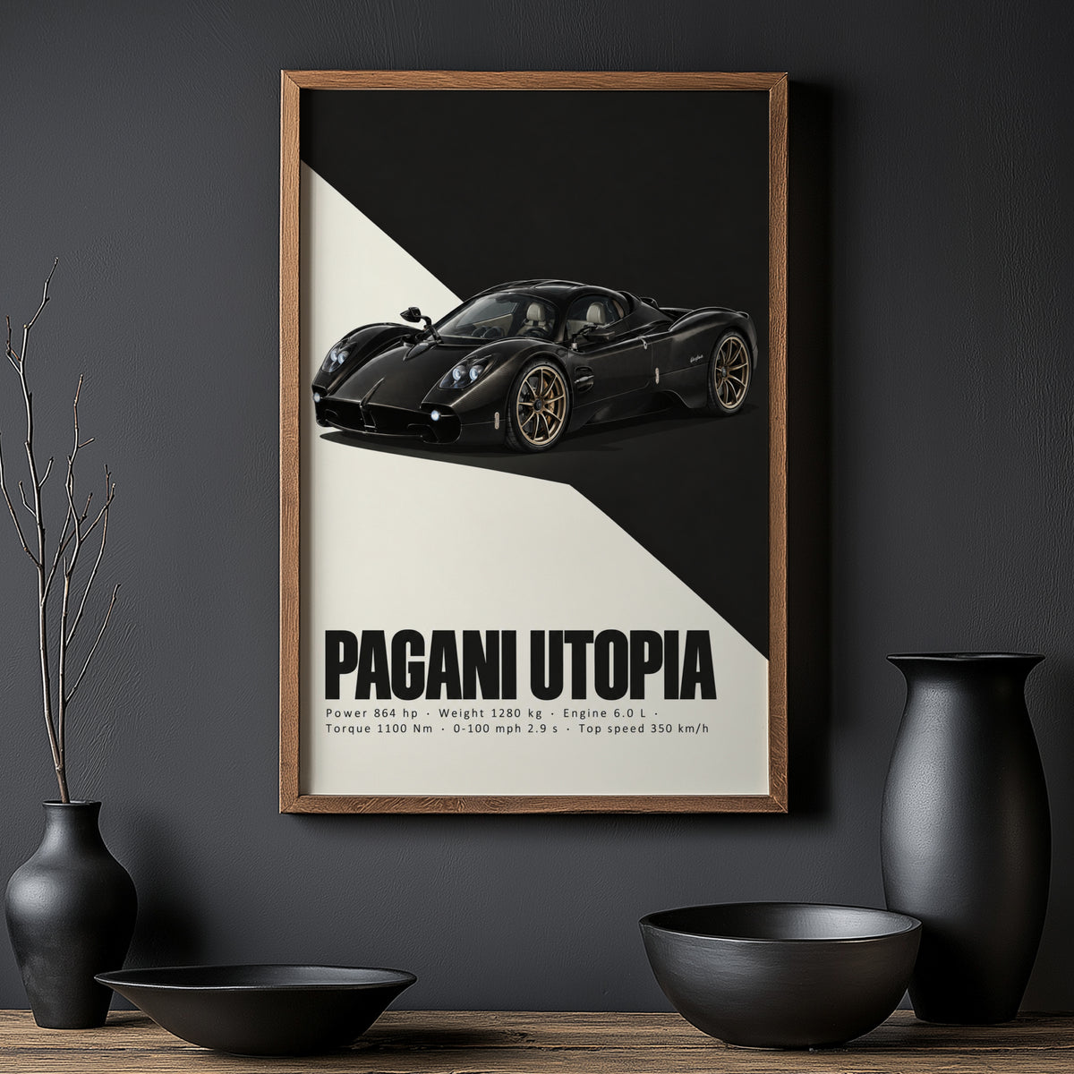 Vintage Pagani Utopia Print, Supercar Wall Art