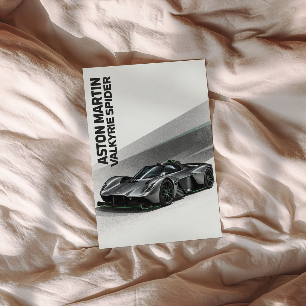 Vintage Car Print, Aston Martin Valkyrie Spider Art